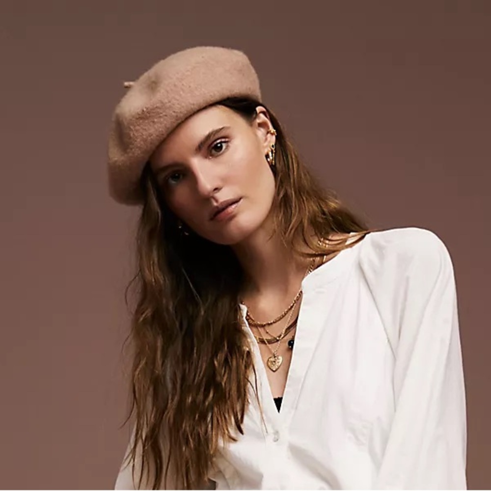 Free People Du Jours Beret Taupe